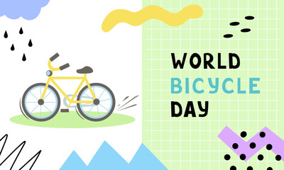 World bicycle day, 3 June. Vector Illustration for printing, backgrounds, covers and packaging. Image can be used for greeting cards, posters, stickers and textile. Isolated on white background.