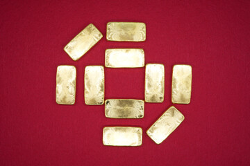 Gold bars, gold color, containing 96.5 percent gold.