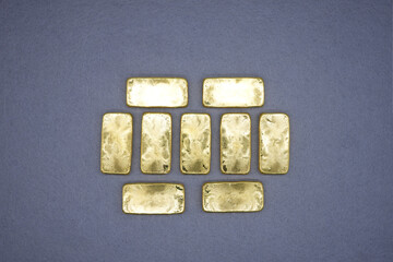 Gold bars, gold color, containing 96.5 percent gold.