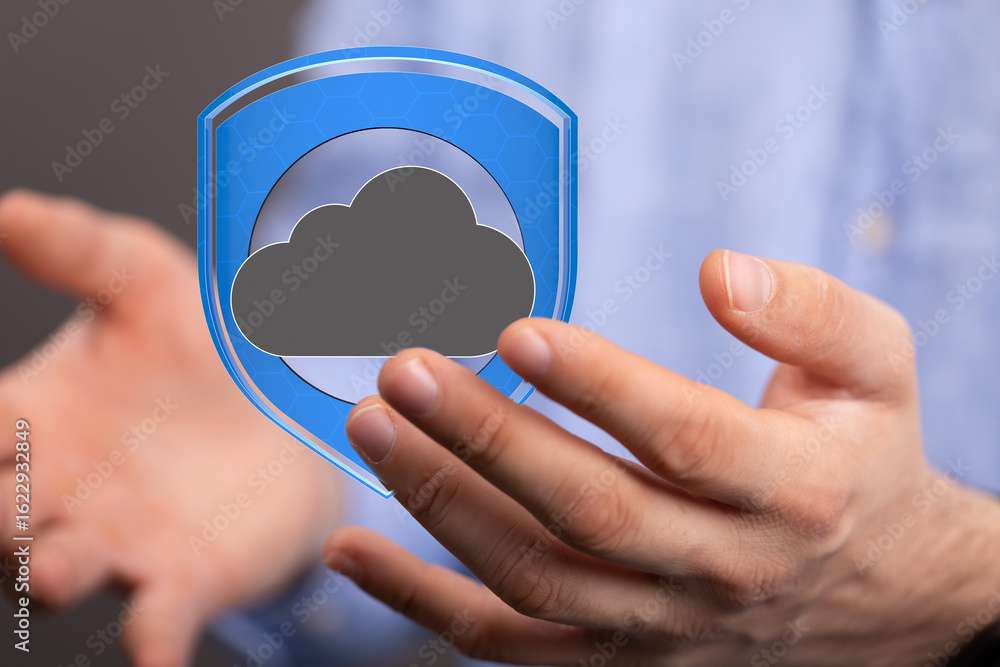 Poster safeguarding your data with robust cloud security measures. ensuring privacy and reliability.