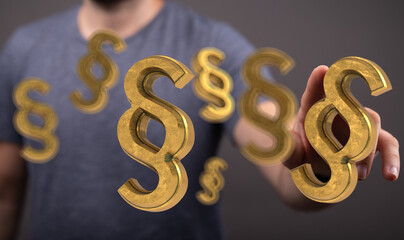 Abstract image of golden paragraph symbols.  Perfect for legal, law, and justice concepts.