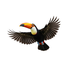 Fototapeta premium toucan flying, isolated on white background