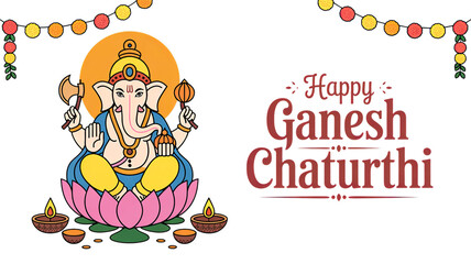 Ganesh Chaturthi festival illustration of Ganpati Bappa.

