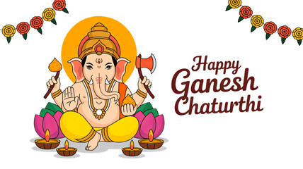Ganesh Chaturthi festival illustration of Ganpati Bappa.

