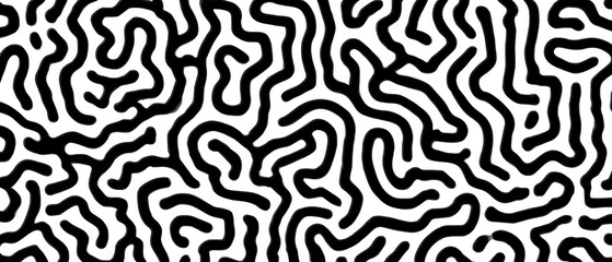 Seamless abstract pattern with curved lines, a maze. Design for fabric, Wallpaper, and cards . Monochrome ornament on a white background.