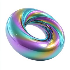 Teal and purple iridescent torus shape with swirling interior