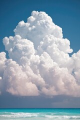 Fluffy clouds over turquoise ocean