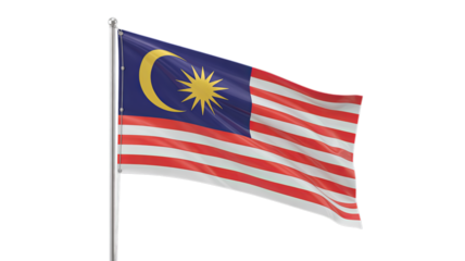 National flag of Malaysia isolated on a white background.

