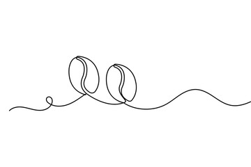 Obraz premium Single one line coffee bean drawing minimalist vector outline sketch isolated on white background 