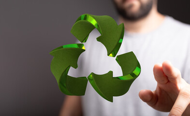 Sustainable concept image featuring a 3D recycling symbol.  Perfect for eco-friendly projects.