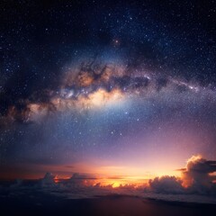 Starry night, Milky Way, sunrise