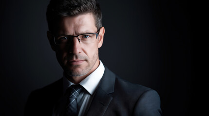 Professional Businessman Portrait with Confident Expression in Formal Attire for Corporate and Leadership Themes