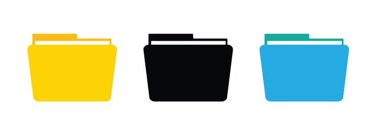 
Folders icon. Folders with documents. Open folder and close folder. Document directory sign. Data office folder file. Set of flat icons folder for your web site design, app, UI. Vector illustration