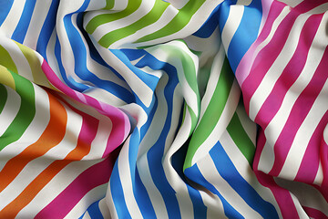 Vibrant rainbow stripes fabric texture close up