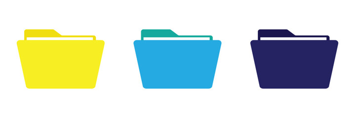 
Folders icon. Folders with documents. Open folder and close folder. Document directory sign. Data office folder file. Set of flat icons folder for your web site design, app, UI. Vector illustration