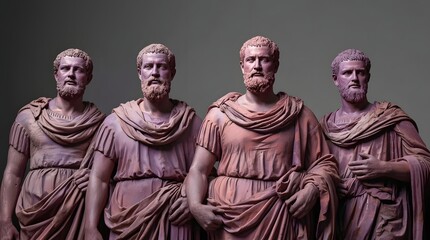 Naklejka premium Ancient Roman Statue Sculpture - Classical Art - Five Male Figures