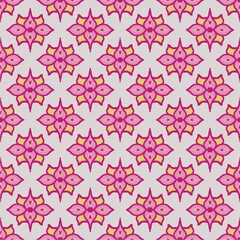 Thai Pink Lotus Pattern on White Traditional Seamless Floral Design
