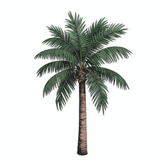 Coconut palm tree isolated on white background in tropical beach style
