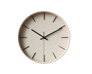 White wall clock showing the hour and minute hands, a simple circular icon for time