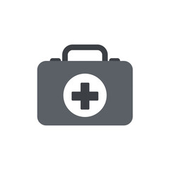 First Aid Kit Icon with Medical Cross Symbol on a White Background