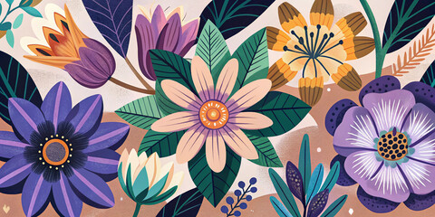 Floral Night Illustration – Flowers, Night Sky, Fantasy, Bloom, Moonlight, Romantic, Decorative, Nature, Garden, Art