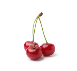 Yummy ripe red cherries isolated on white