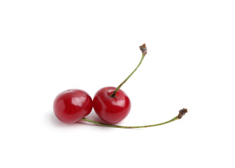 Yummy ripe red cherries isolated on white