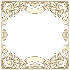 Decorative ornate retro floral blank frame template