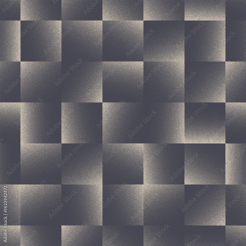 Poster faded squares geometric seamless pattern grainy textured vector abstract background. loopable retro 
