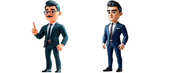 Businessman pointing up with transparent background and different poses