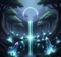 Fototapeta premium fantasy landscape with moon and stars