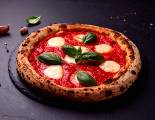 Margherita pizza with mozzarella, tomato and basil