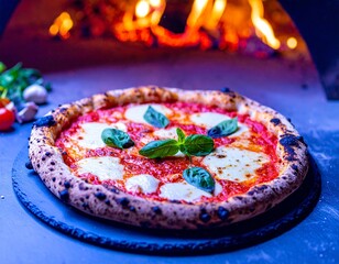 Margherita pizza with mozzarella, tomato and basil