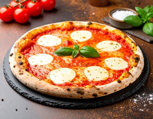 Margherita pizza with mozzarella, tomato and basil