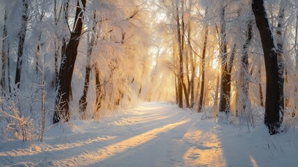 Enchanted Winter Road Under Starry Sky