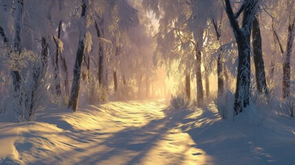 Enchanted Winter Road Under Starry Sky