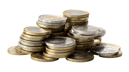 Euro coins stacked high financial wealth success money
