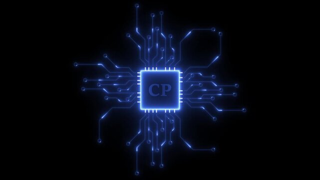 CP signal computing and data storage, circuit patterns. for technology, cloud computing, or data storage-related content. 4k animation.