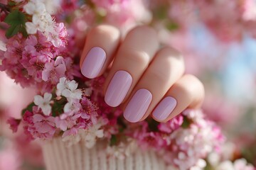 Elegant Lavender Almond Nails with Spring Blossoms