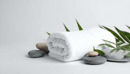 spa stones and towel
