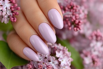 Elegant Lavender Almond Nails with Spring Blossoms