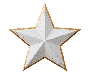 Obraz premium White Star with Gold Border and Glittering Texture on a Transparent Background