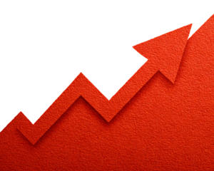 Red Arrow Pointing Upward on Textured Background Symbolizing Growth