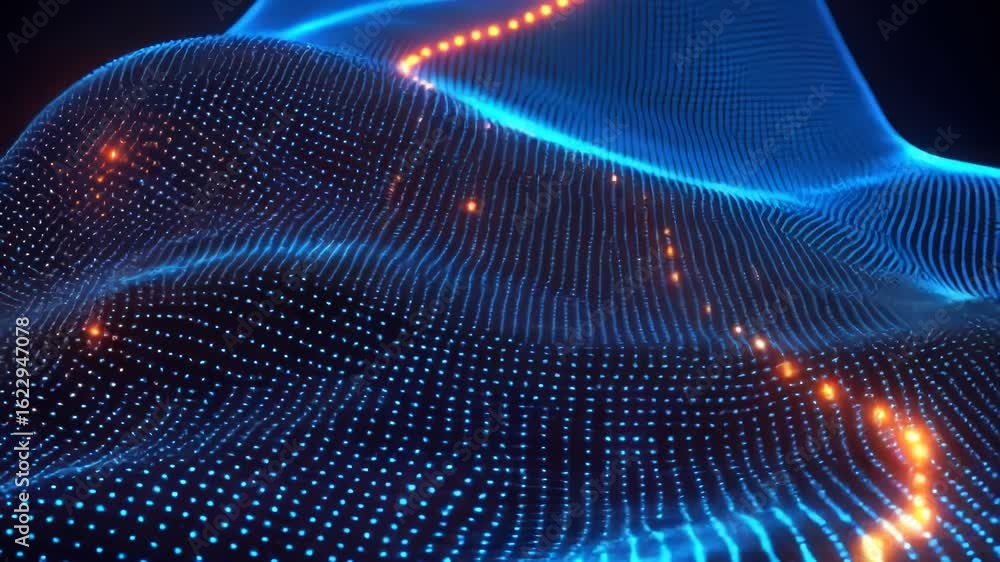 Aufkleber futuristic data network landscape with vibrant colors and glowing elements creating a high tech