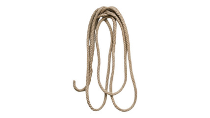 Twisted rope rests against an transparent background in a soft, neutral color palette