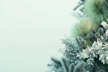 Obraz premium Lush tropical foliage creates a vibrant, natural backdrop. A refreshing and serene botanical atmosphere.