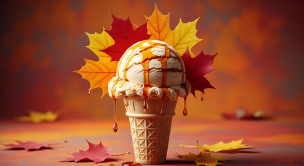 Maple Ice Cream with Autumn Vibes