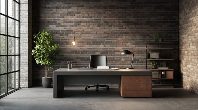 A modern, minimalist open-plan office with clean lines and an uncluttered workspace, fostering collaboration and productivity