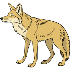 Illustration of a coyote standing, isolated on white background