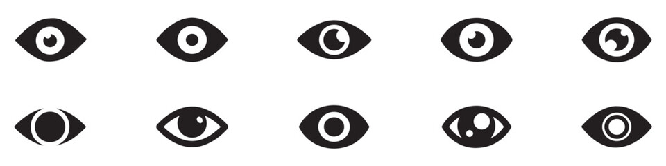 Eye icon set. Eye symbol. Open eyes images. Vector Illustration.